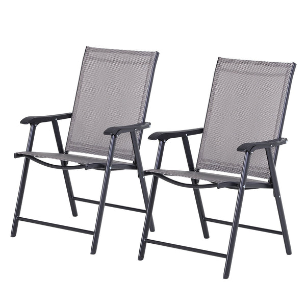 prezzo Lot de 2 Chaises de Jardin 58x64x94 cm en Textilène Sanders Gris et Noir