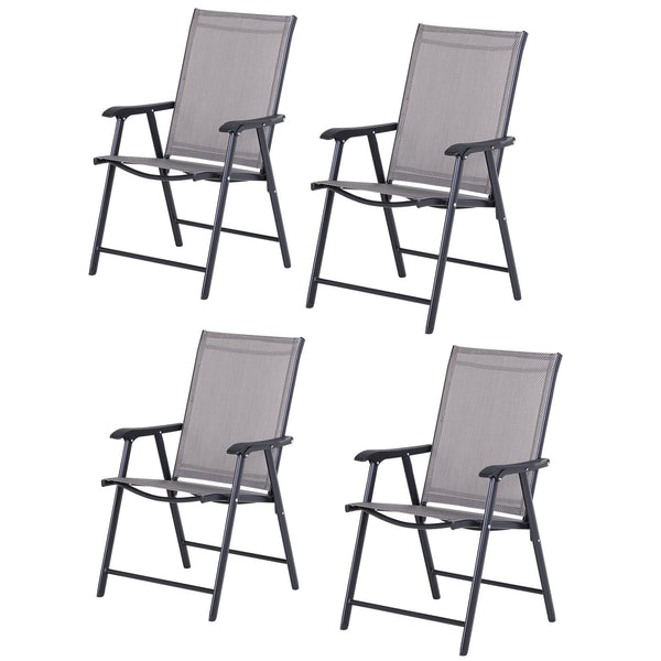 online Lot de 4 Chaises de Jardin 58x64x94 cm en Textilène Sanders Gris et Noir