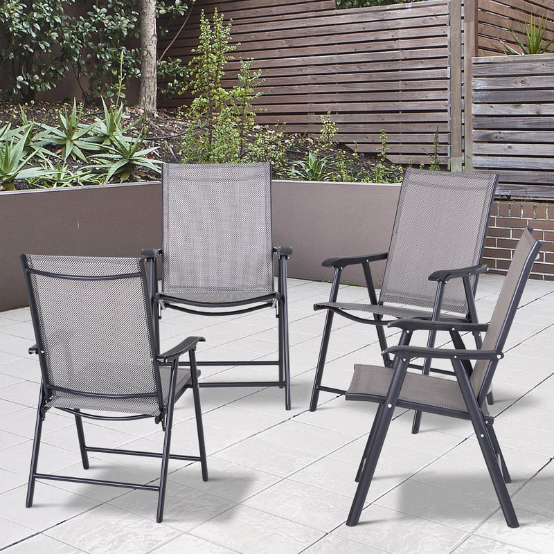 Set 4 Sedie da Giardino 58x64x94 cm in Textilene  Sanders Grigio e Nero