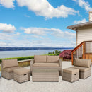 Set Salotto da Giardino in Polyrattan Divano 2 Poltrone  Kore Cachi e Beige