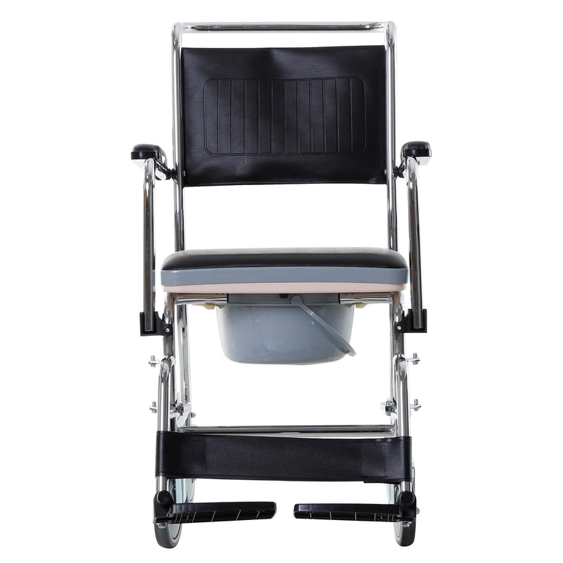 Sedia a Rotelle con WC Rimovibile in Metallo e PVC  BeCare