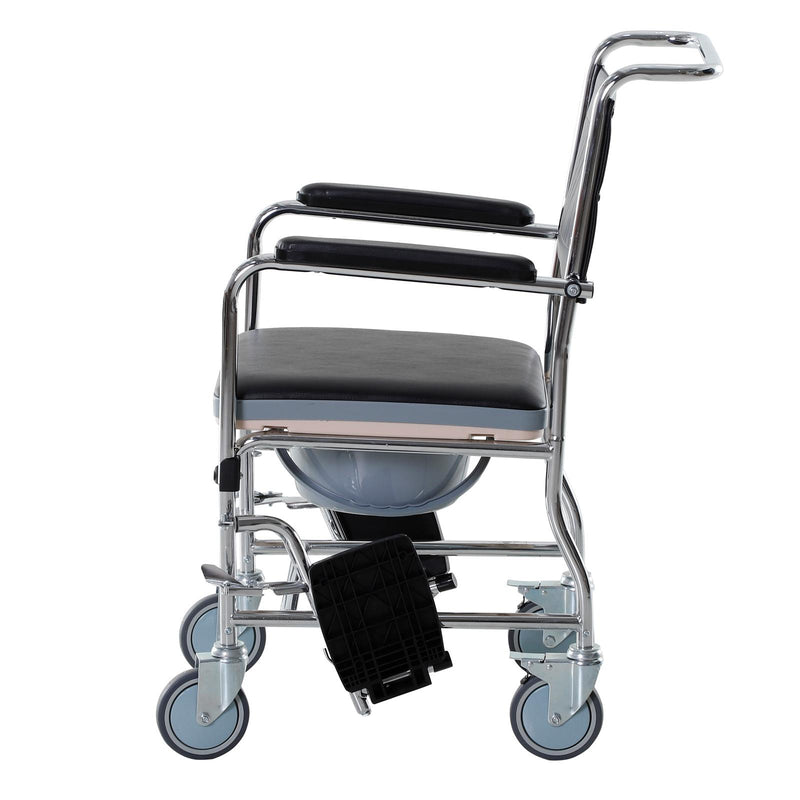 Sedia a Rotelle con WC Rimovibile in Metallo e PVC  BeCare