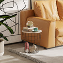 Tavolino da Soggiorno Contenitore in Metallo Ø39,5x43 cm  Nero e Legno