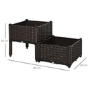 Set 2 Pezzi Fioriera da Esterno Componibile in Polyrattan 40x40x44 cm Flowless