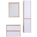 Mobile Bagno Sospeso 60 cm a 2 Cassetti 1 Specchio 1 Colonna  Montana Rovere