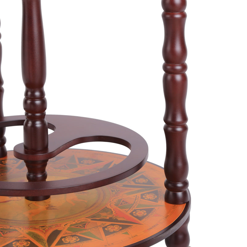 Mobile Portabottiglie Mappamondo Ø44x87 cm in Legno con 3 Ruote  Vintage