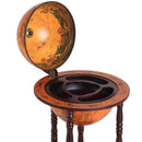 Mobile Portabottiglie Mappamondo Ø44x87 cm in Legno con 3 Ruote  Vintage