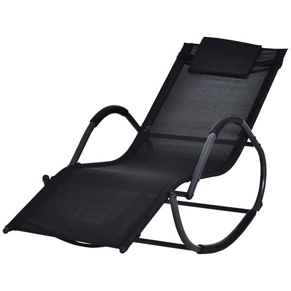 prezzo Chaise à bascule de jardin pliante Mag2 160x61x79 cm Noir