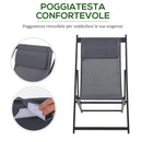 Set 2 Sedie Sdraio Pieghevoli in Alluminio 96,35x58x91,5 cm  Rex Grigio