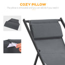 Set 2 Sedie Sdraio Pieghevoli in Alluminio 96,35x58x91,5 cm  Rex Grigio