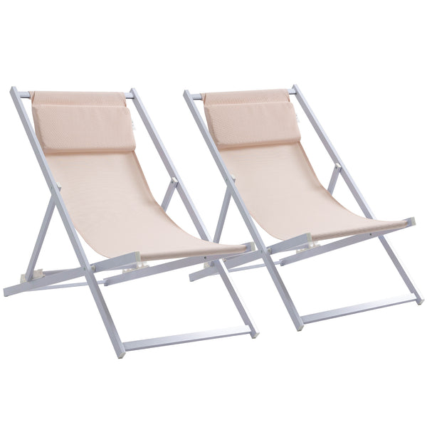 online Lot de 2 Transats Pliants en Aluminium 96,35x58x91,5 cm Rex Blanc