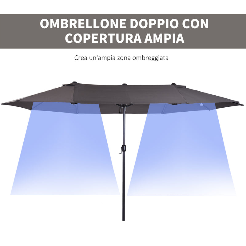 Ombrellone da Giardino Doppio Tetto 4,6x2,7 m  Roland Grigio