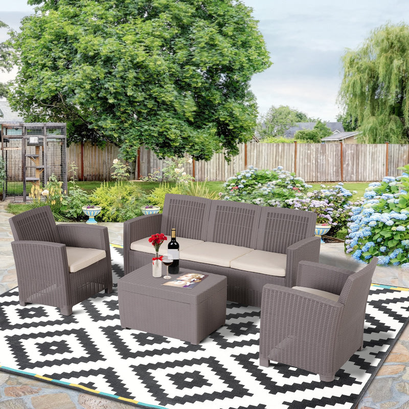 Set da Giardino Divano 2 Poltrone 1 Tavolino  Friendly Grigio