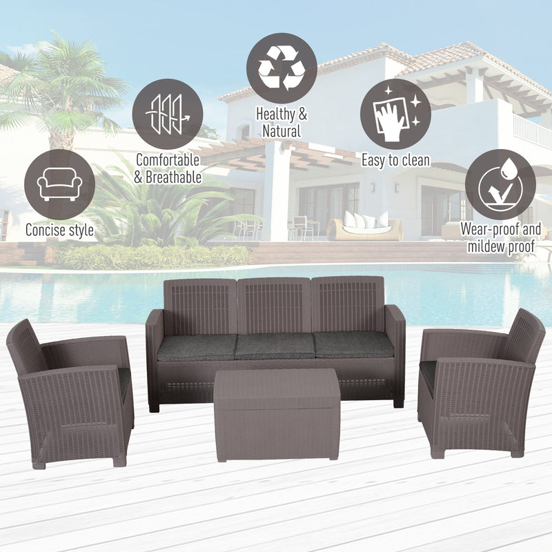 Set da Giardino Divano 2 Poltrone 1 Tavolino  Friendly Grigio