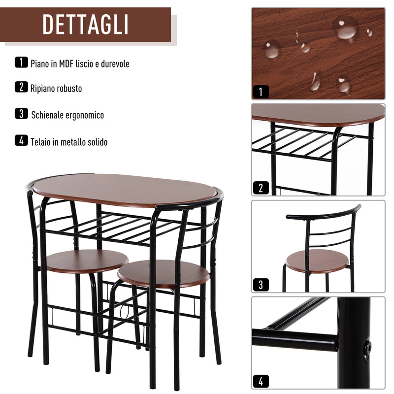 Set Tavolo 80x50x76 cm e 2 Sedie  Rustic