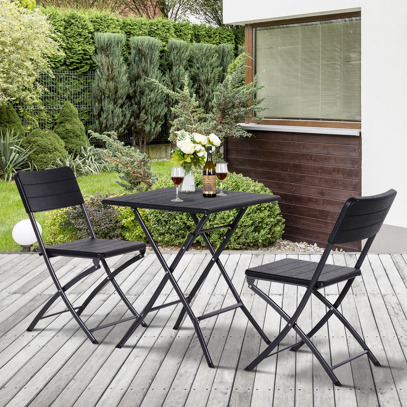 Set Tavolo 2 Sedie da Giardino Pieghevoli  Small Nero