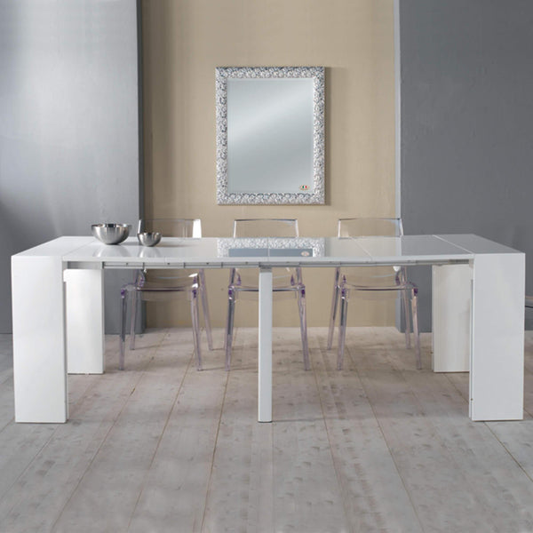 online Console Extensible H75x95x45/300 Rizzetti Majestic Blanc Brillant