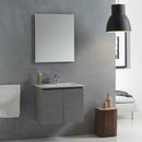 Mobile Bagno Sospeso 60 cm Lavabo 2 Ante + LED 30 cm Rizzetti Gibson Grigio