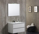Mobile Bagno Sospeso 100 cm Lavabo 2 Cassetti + LED 30 cm Rizzetti Orlando Bianco Lucido