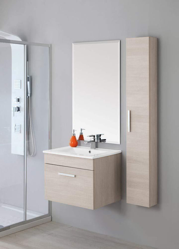 Meuble de Salle de Bain Suspendu Lavabo 60 cm avec Pied Rizzetti en Chêne Véritable prezzo