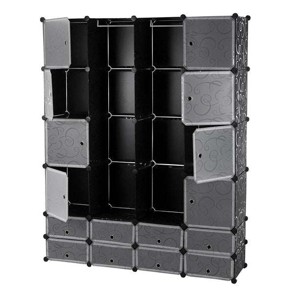 acquista Mobile Modulare Quadrato 8+8+8 Scomparti Nero con Ricamo Rizzetti Mod24br