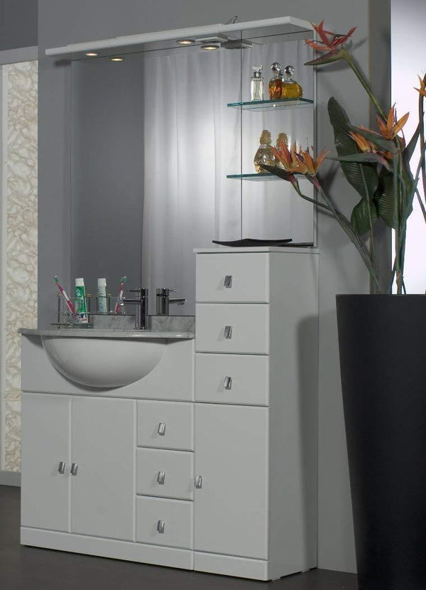 Meuble de Salle de Bain 80 cm Lavabo en Marbre et Miroir Star Rizzetti Blanc Brillant online
