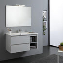 Mobile Bagno Sospeso 100 cm Lavabo 2 Cassetti + LED 30 cm Rizzetti Santos Plus Bianco Lucido