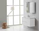 Mobile Bagno Sospeso 80 cm Lavabo 2 Cassetti + LED 30 cm Rizzetti Angela Bianco Lucido