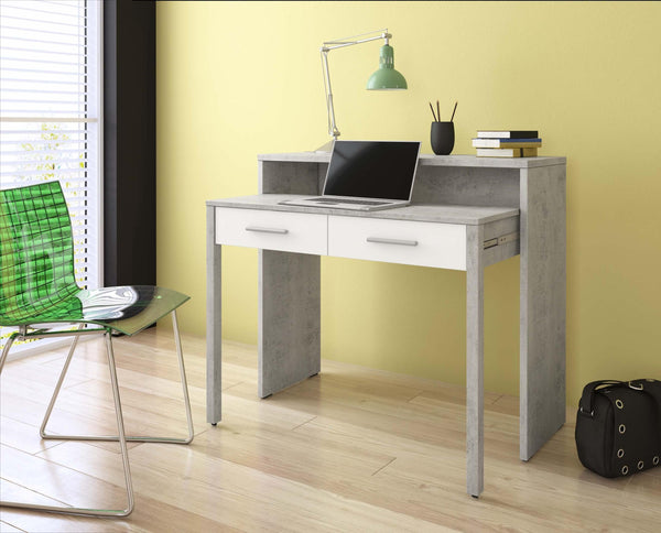 prezzo Bureau console extensible 99x36x88 cm Rizzetti Denise Blanc et Gris Ciment
