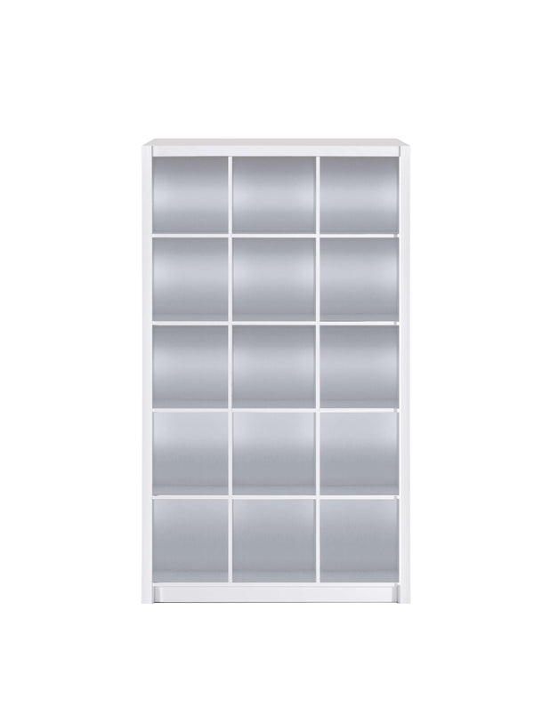 sconto Bibliothèque en mélamine à 15 compartiments 114x30x195 cm Rizzetti Rosalie Blanc Brillant