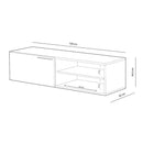 Mobile TV 130x345x42 cm 1 Anta e 1 Rpiano Rizzetti Livingplus Cemento e Bianco Lucido