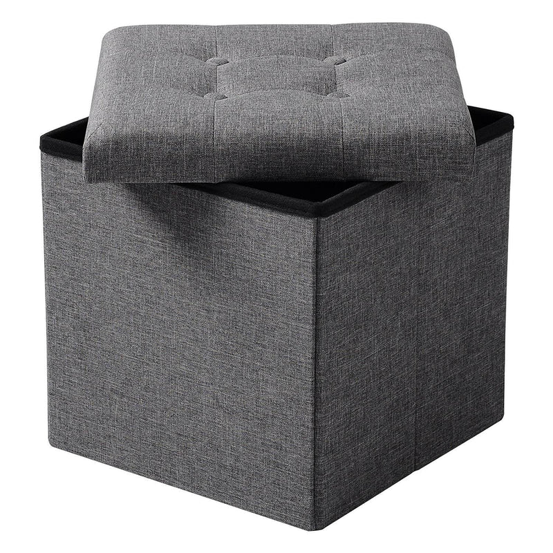 Pouf Contenitore con Coperchio in Tessuto Rizzetti Wing Grigio