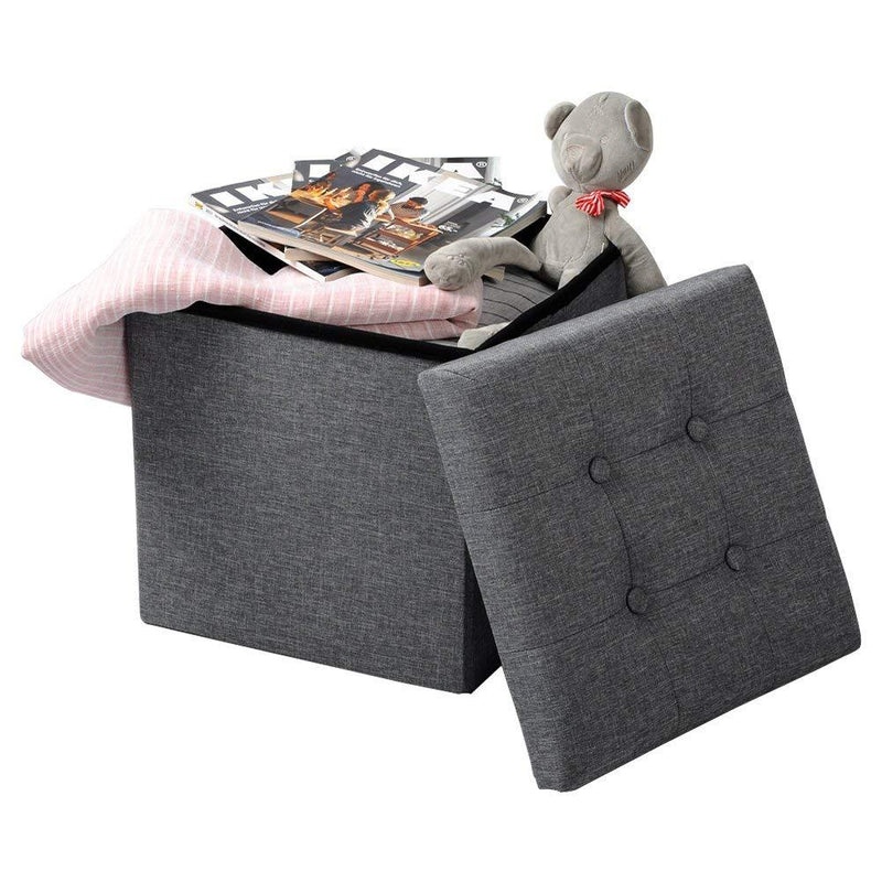 Pouf Contenitore con Coperchio in Tessuto Rizzetti Wing Grigio