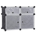 Mobile Modulare 4 Scomparti Rizzetti Madame Nero con Decorazione