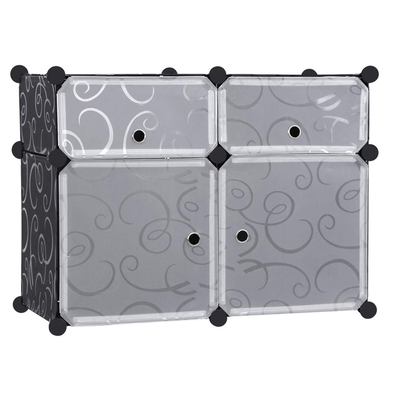 Mobile Modulare 4 Scomparti Rizzetti Madame Nero con Decorazione