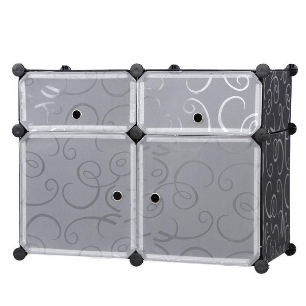 Armoire Modulable 4 Compartiments Rizzetti Madame Noir avec Décoration online