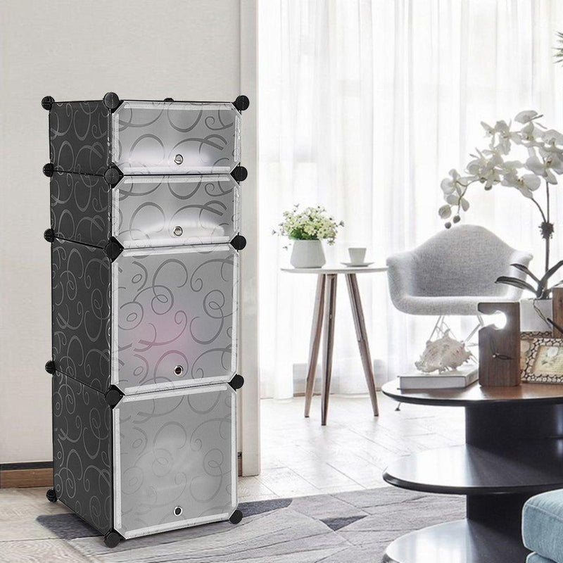 Mobile Modulare 4 Scomparti Rizzetti Madame Nero con Decorazione