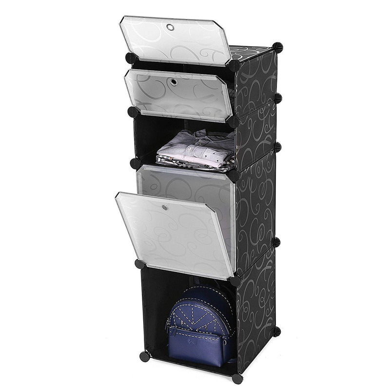 Mobile Modulare 4 Scomparti Rizzetti Madame Nero con Decorazione