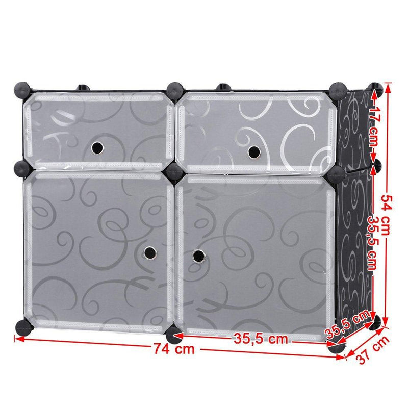 Mobile Modulare 4 Scomparti Rizzetti Madame Nero con Decorazione