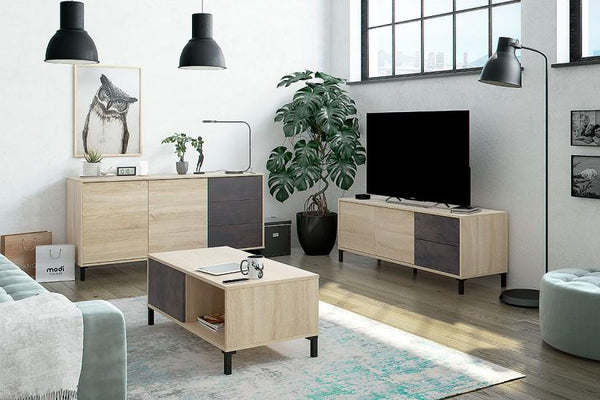 prezzo Table basse avec étagères de rangement 40x100x50 cm Rizzetti Ocean Oak and Oxide