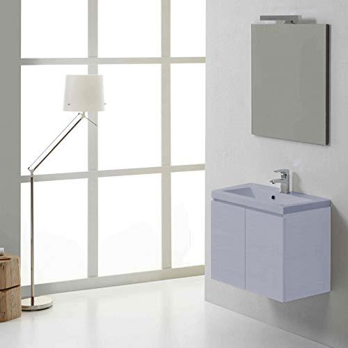 Meuble de Salle de Bain Suspendu 60 cm Lavabo 2 Portes + LED 30 cm Rizzetti Sonny Blanc prezzo