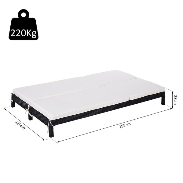 acquista Bain de soleil de jardin double en rotin noir et blanc