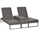 Set 2 Lettini Prendisole con Tavolino in Rattan  Grigio