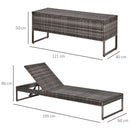 Set 2 Lettini Prendisole con Tavolino in Rattan  Grigio