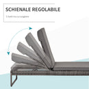 Set 2 Lettini Prendisole con Tavolino in Rattan  Grigio