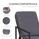 Set Salotto da Giardino in Metallo e Poliestere 2 Sedie 2 Pouf e Tavolino  Grigio e Nero