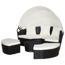 Set Salotto da Giardino in Rattan Divano Circolare con Tettuccio  Nero e Beige