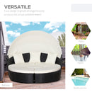 Set Salotto da Giardino in Rattan Divano Circolare con Tettuccio  Nero e Beige