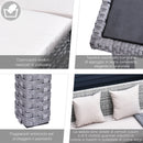 Set Salotto da Giardino in Rattan 2 Divani Angolari Tavolino 2 Sgabelli  Grigio