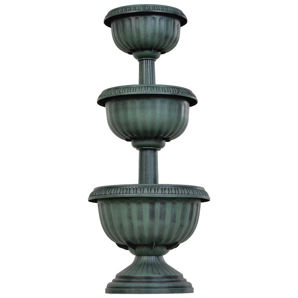 Porte Plantes Jardinière 3 Niveaux Ø43x98,5 cm Forme Fontaine Vert Antique prezzo
